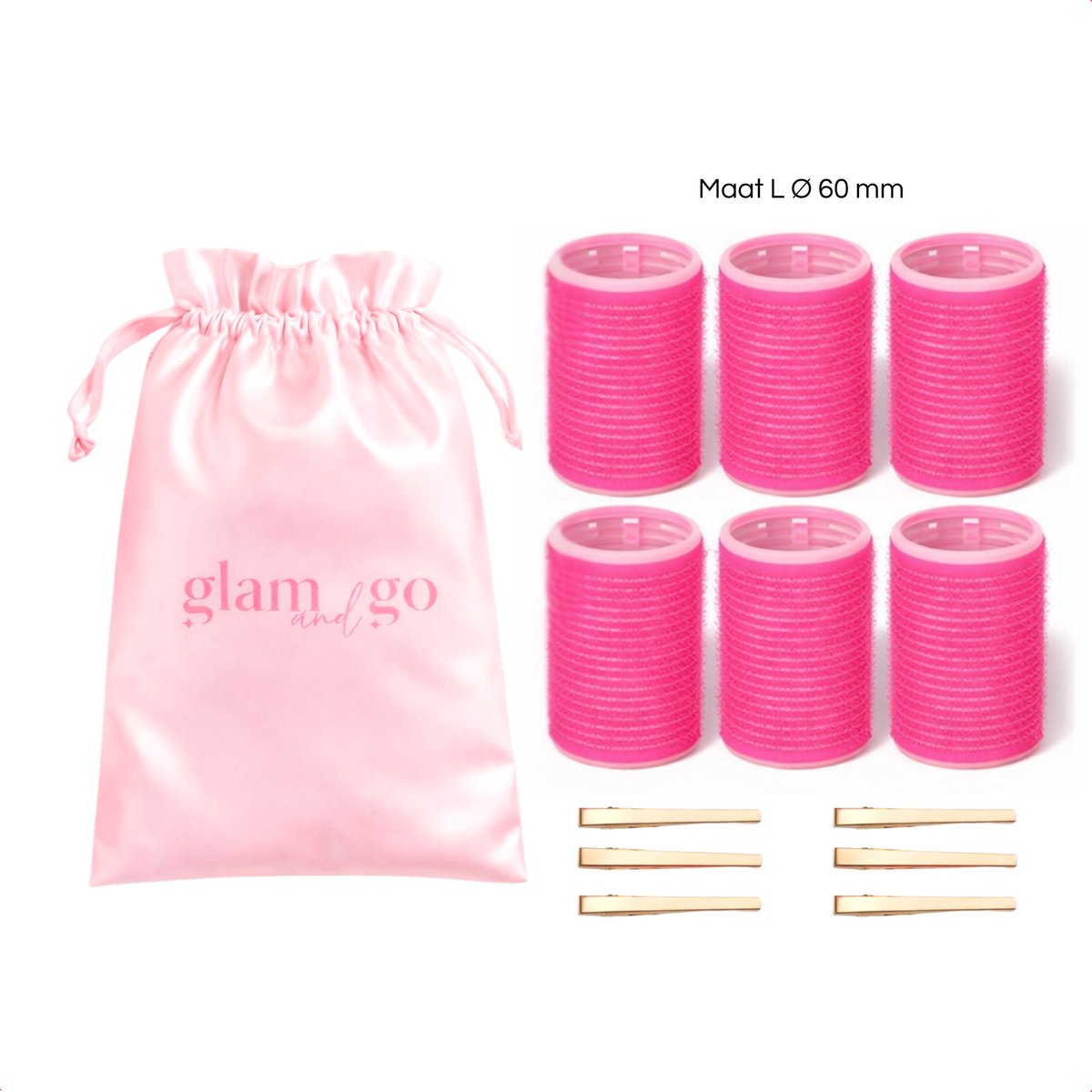 Glam and Go Krulspelden - Haarrollers en haarklemmen - Haar rollers - Kleefrollers- Hair Rollers & Clips - 60 mm