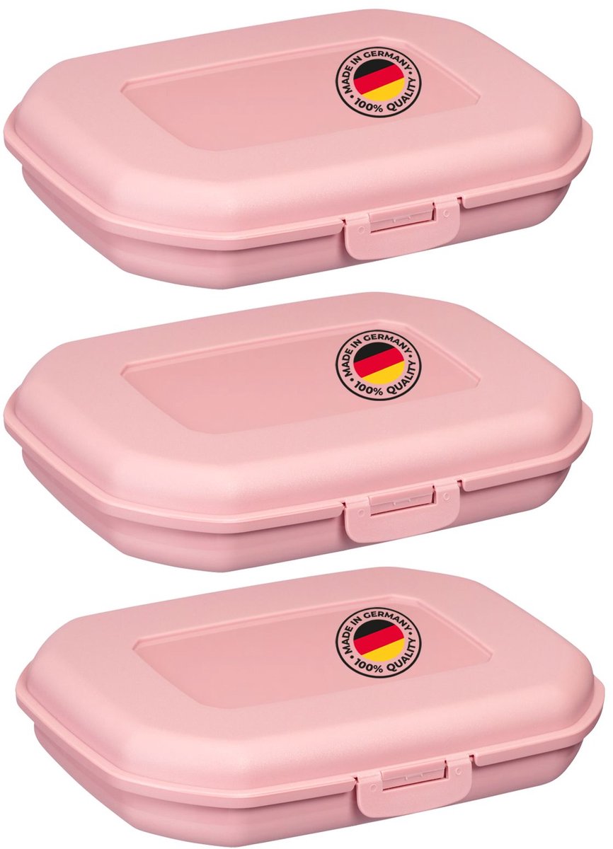 Westmark 3x lunchbox/snackbox, met kliksluiting, hoogte: ca. 3,7 cm, kunststof, Mini, roze, 235122EP