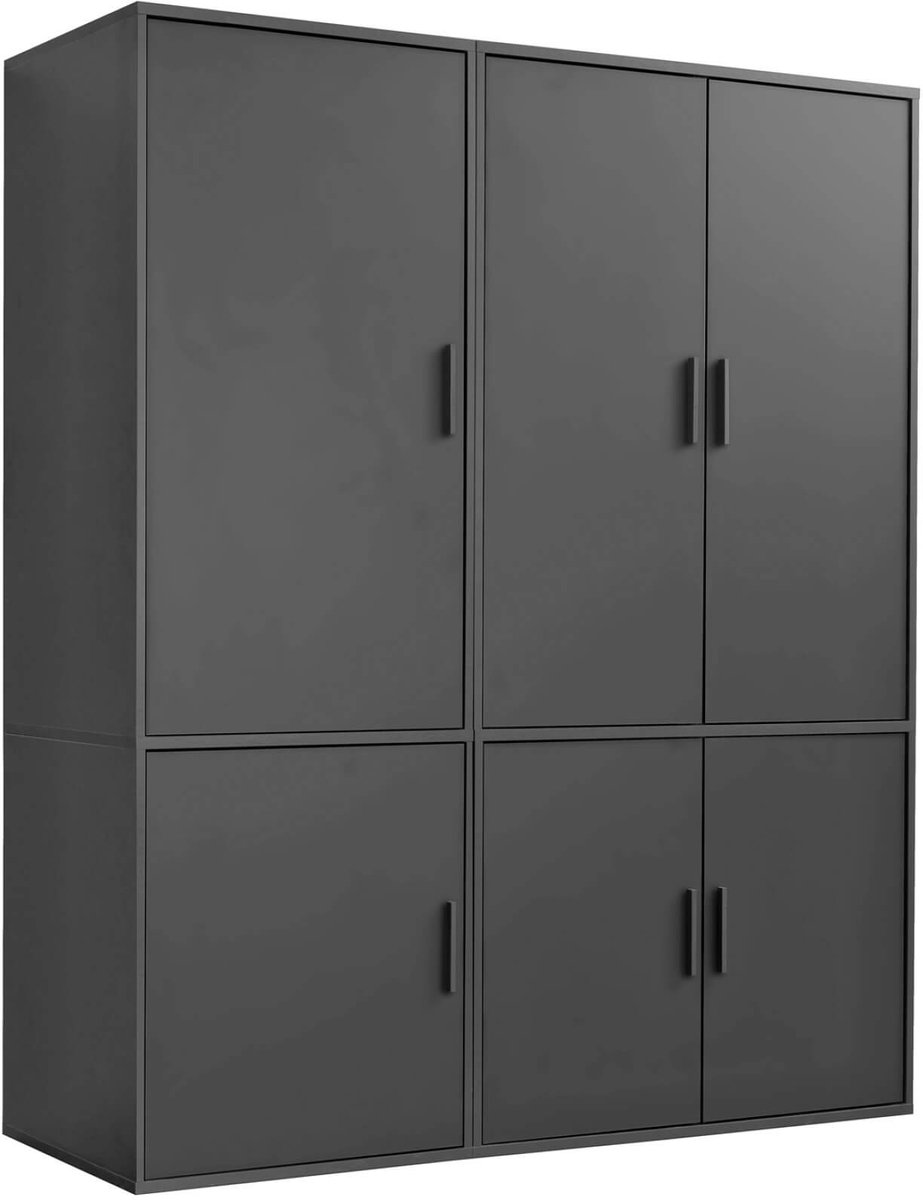 mokebo Kledingkast (120x187 cm) van hout 3 deuren & 3 lades 'Der Grenzenlose' modulaire & combineerbare slaapkamerkast, garderobekast, halkast, draaideurkast, kast in Wit