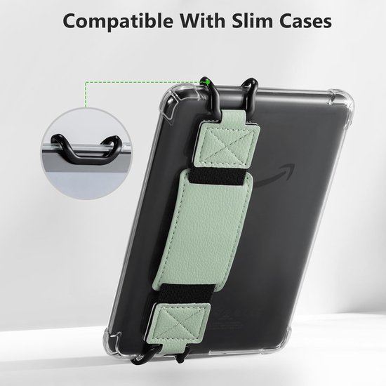 CoBak Veiligheidspolsband - Griphouder - Vingerhouder - Digitaal accessoire - Geschikt voor e-readers van 6-7,5 inch, zoals Kindle, Kobo, Voyaga, Lenovo en Sony - Groen - 15,5*4*1,5 cm van Merkloos — afbeelding 5
