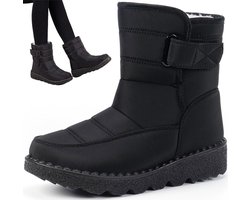 Sneeuwlaarzen - Snowboots - Winterlaarzen - Waterdichte sneeuwlaarzen - Snowboots Dames - Warme sneeuwlaarzen met fleece voering - Sneeuwlaarzen voor buiten - Antislipzool - Winter Sneeuwlaars Dames - Zwart - Maat 36