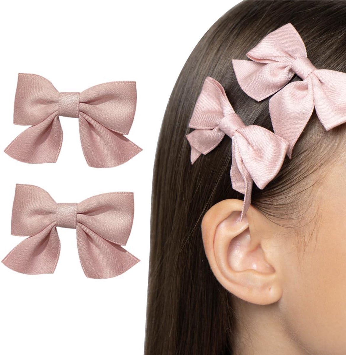 Set van 2 Strik Haarspeldjes - Roze Knoop Clips voor Antislip Haarstyling