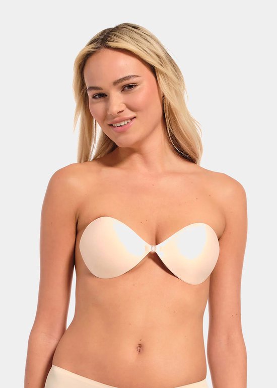 Plak bh - Plack bh push up - Zelfklevende bh - Plak beha- Beige - Maat B - MAGIC Bodyfashion Backless Beauty Beha - Strapless bh - Bh accessoires - Bh zonder bandjes - Bh voor open rug
