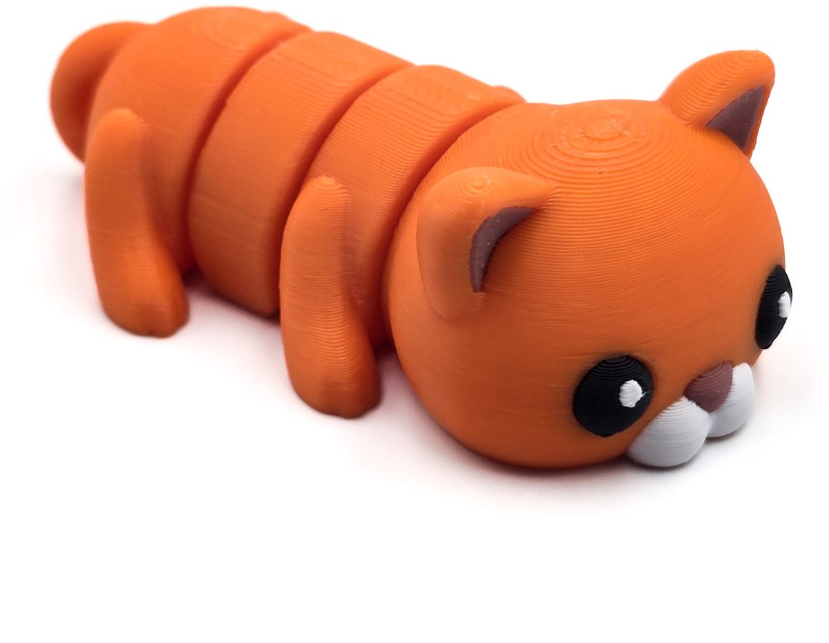 Oranje Kat Magneet – Flexibel 3D-Geprint Design – Cosmetalic - Decoratie magneetje - Vrolijke Koelkast- of Bureau Magneet – Duurzaam & Lichtgewicht