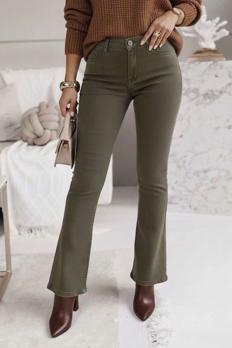 Flared jeans - push-up kaki