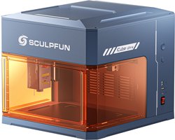 Sculpfun iCube Ultra 12W Laser Graveermachine - 150x150mm Werkgebied -Ingebouwd Rookfiltersysteem - 0,08 mm Laserspot - Klasse 1 Gesloten Ontwerp - Blauw
