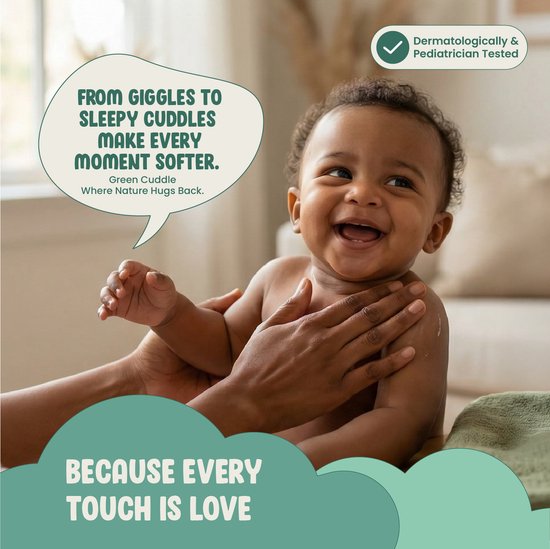 Vanan Green Cuddle Baby Massage Olie - Zachte Dagelijkse Babyolie met Kokosolie, Amandel & Ghee - Licht & Niet Plakkerig - Geschikt vanaf 3 Maanden - 100 ml van Merkloos — afbeelding 5