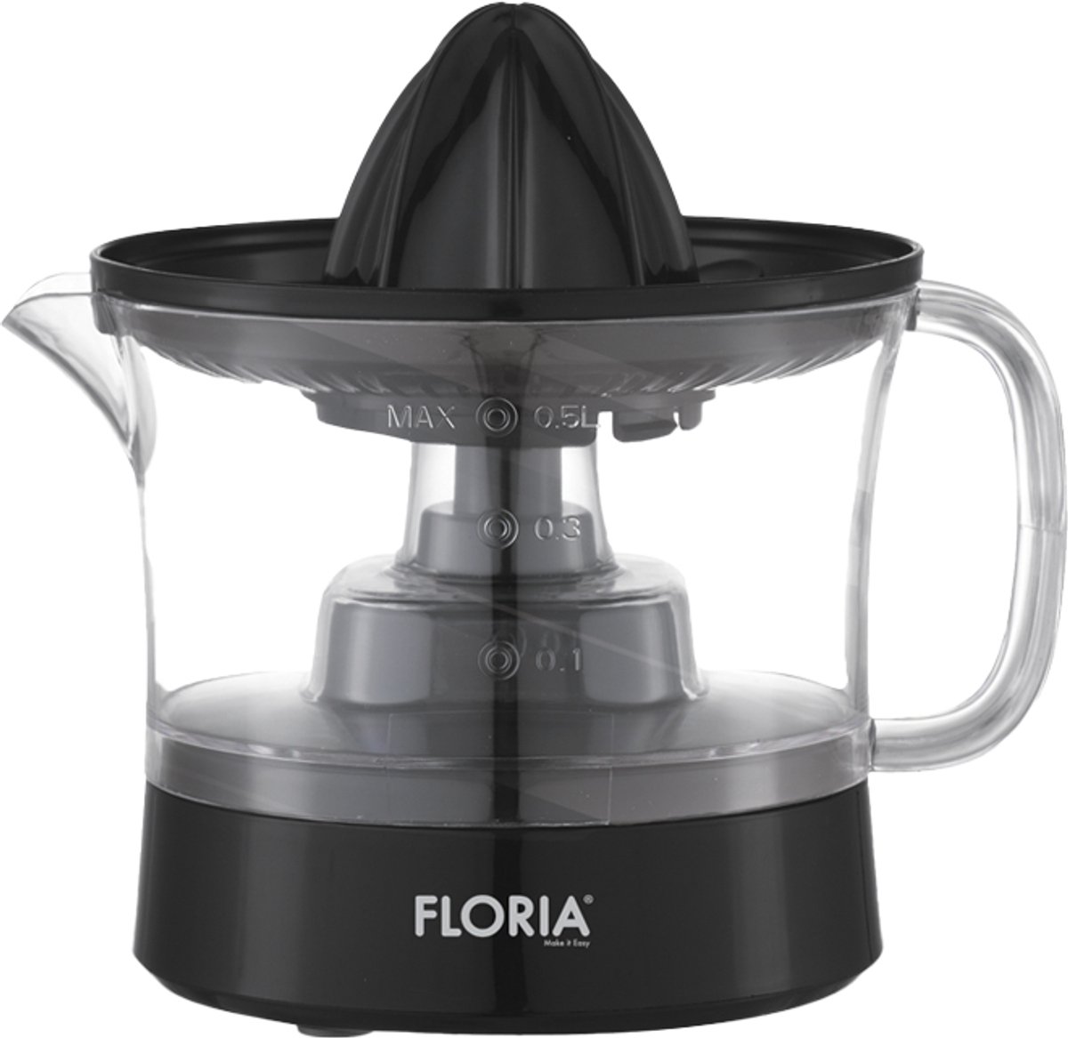 Floria Elektrische Citruspers – 0,5 L Sapcentrifuge & Sinaasappelpers – Anti-Drup Kan & Omkeerbare Perskegel – Snel & Eenvoudig Vers Sap Thuis
