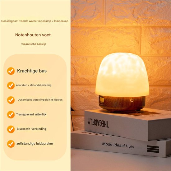 Ynkkvre -Nachtlamp Slaapkamer - Tafellamp Oplaadbaar - Nachtlamp Slaapkamer met Projector & Bluetooth - Oplaadbare Tafellamp - 16 RGB Kleuren - Ocean Wave & Sterrenhemel - Touchbediening & Natuurgeluiden van Ynkkvre — afbeelding 3