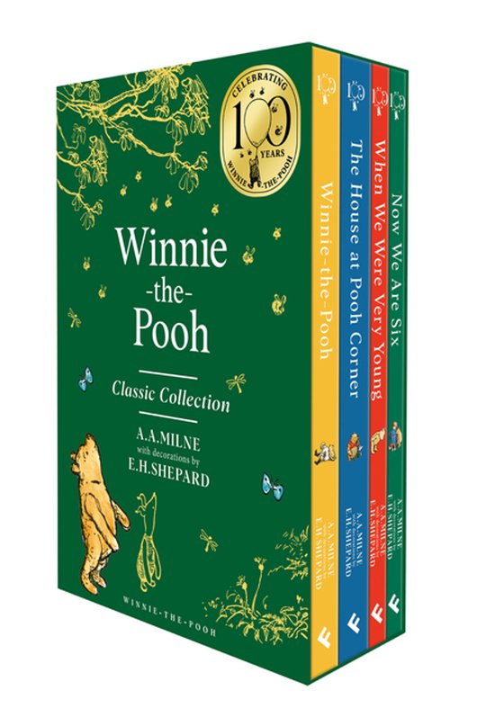 Winnie the Pooh Classic Collection
4-delige set met groene cover, illustraties en 4 boeken: Winnie-the-Pooh, The House at Pooh Corner, When We Were Very Young, Now We Are Six.