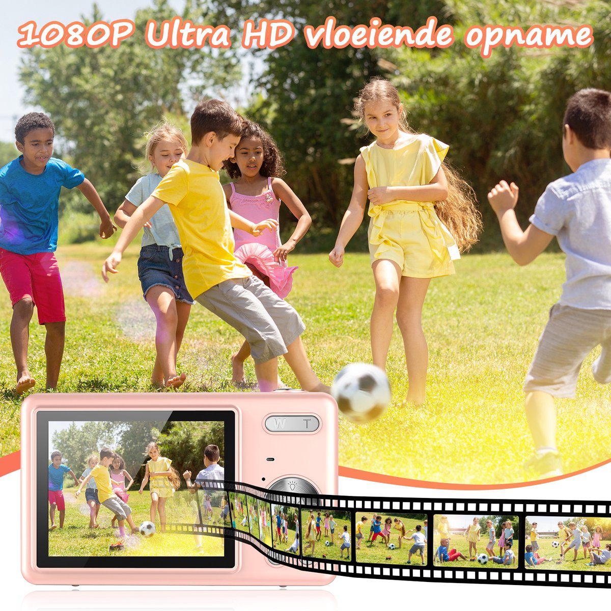 Digitale Camera 44MP - 1080P FHD Video - 2.4 Inch LCD Scherm - 16X Digitale Zoom - Compacte en Draagbare Vlogcamera - Anti Shake Functie - Inclusief 32GB SD Kaart - Roze thumbnail 2