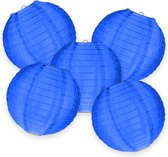 5-set LMPN® nylon lampionnen - koningsblauw - 25cm - voor buiten