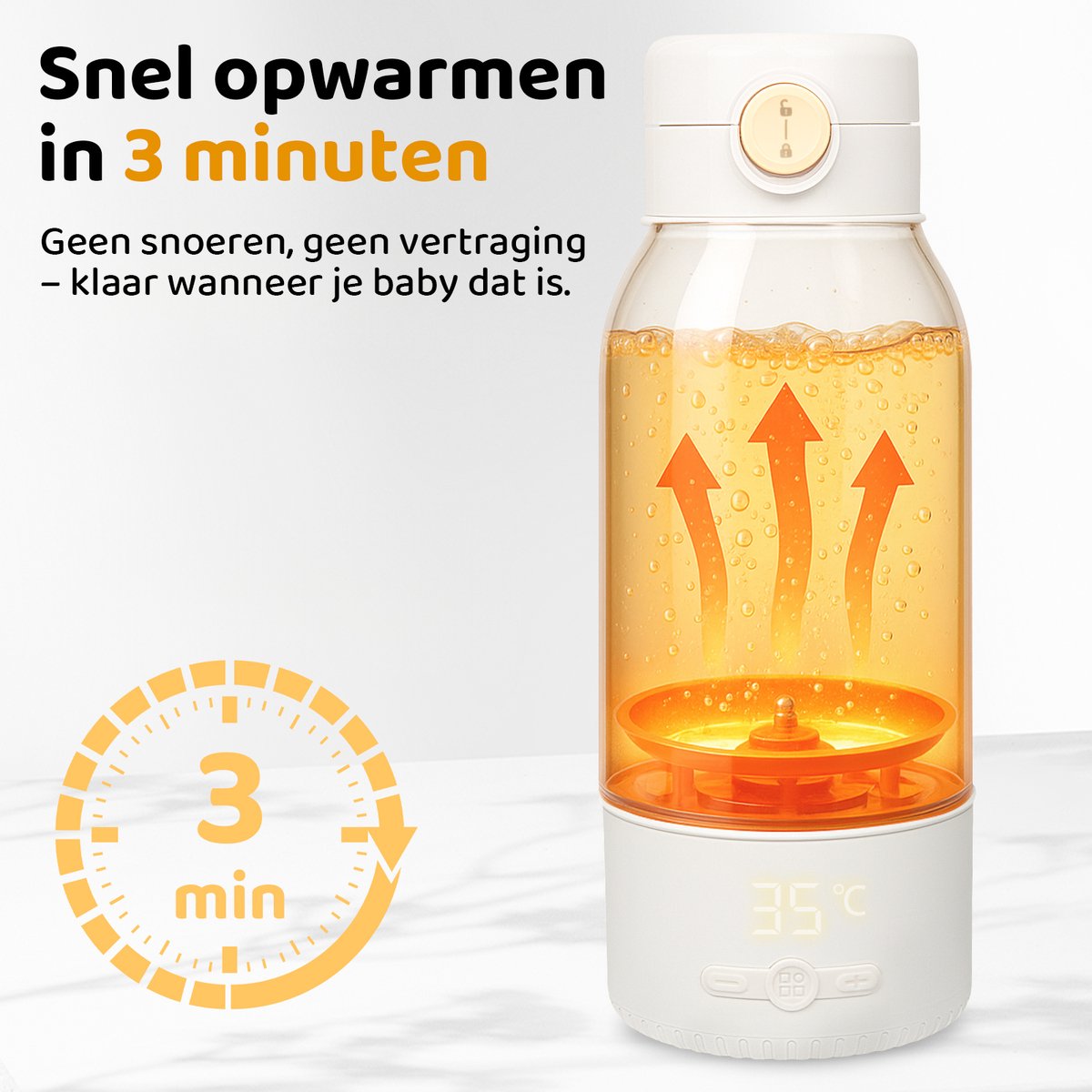 Draagbare Flessenwarmer 500ml - USB-C Accu & Snoerloos thumbnail 3