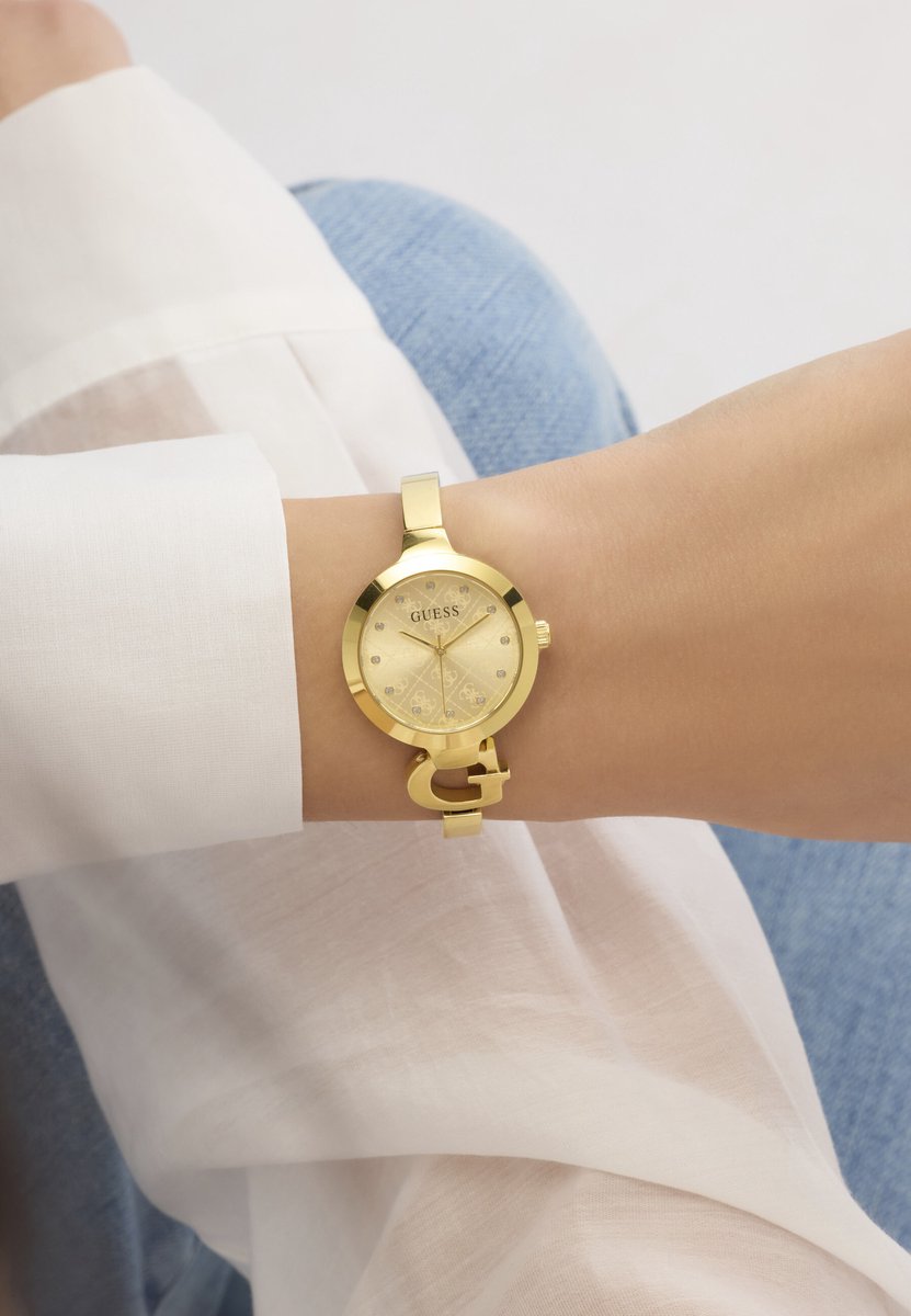 Guess Giselle Quartz Analoog Horloge Goudkleurig Kast Gemaakt Van 100% Roestvrij Staal En Een Armband Van 100% Roestvrij Staal 28 GW0999L2