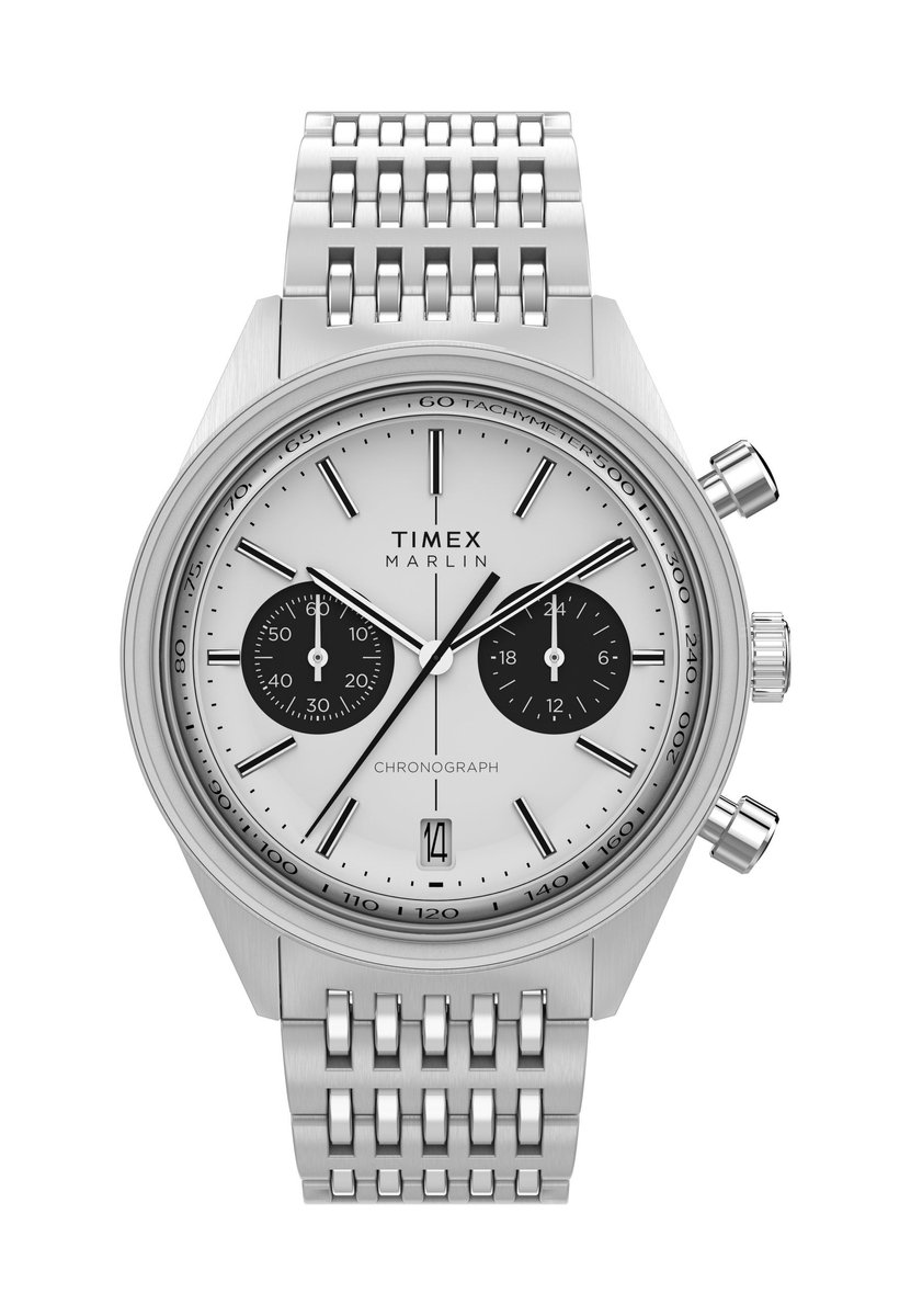 Timex Marlin® Jet Quartz Chronograph Quartz Chronograaf Horloge Zilverkleurig Kast: 100% Roestvrij Staal | Armband 100% Roestvrij Staal 40 mm TW2Y24600AJ