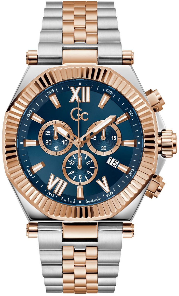 Gc Gc Atlas Quartz Chronograaf Horloge Zilver En Roos Kast: 100% Roestvrij Staal | Bracelet 100% Roestvrij Staal 44 mm Z66001G2, Z66002G7, Z66003G9, Z66004G9