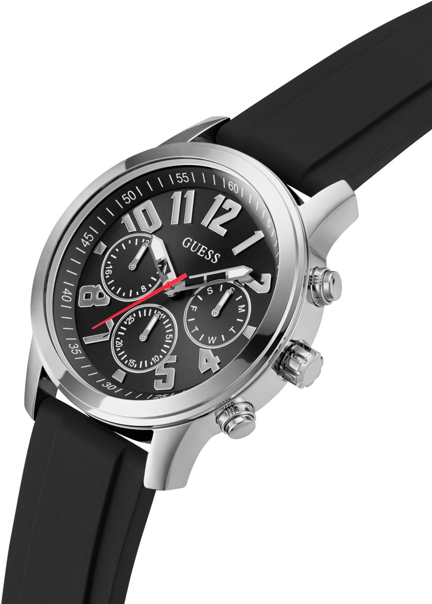 Guess Gd Parker Multi-Function Watch Zilveren Toon Case: 100% Gerecycleerd Staal | Armband: 100% Siliconen 44 GW0708G1, GW0708G2