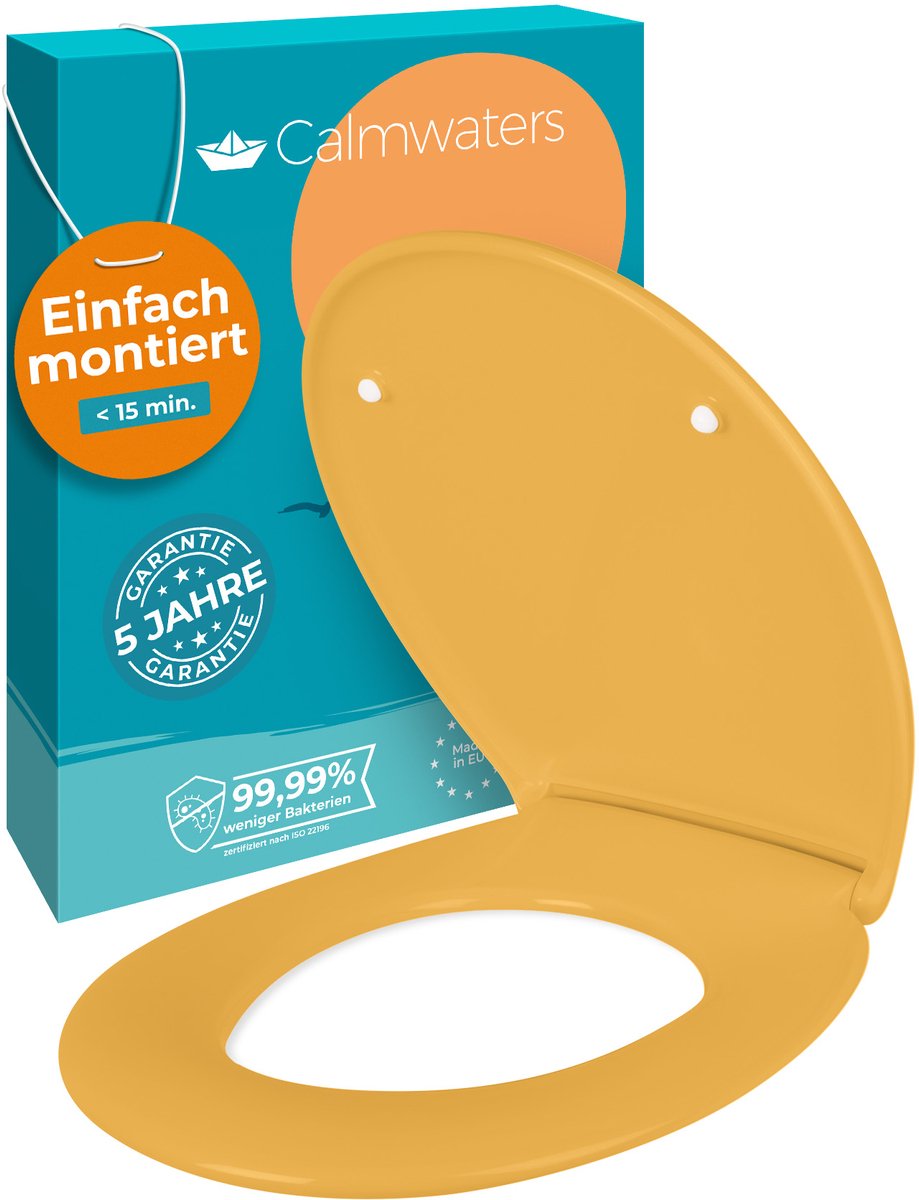 Calmwaters Original - WC-bril - Curry Geel - Duroplast - Softclose - Afneembaar