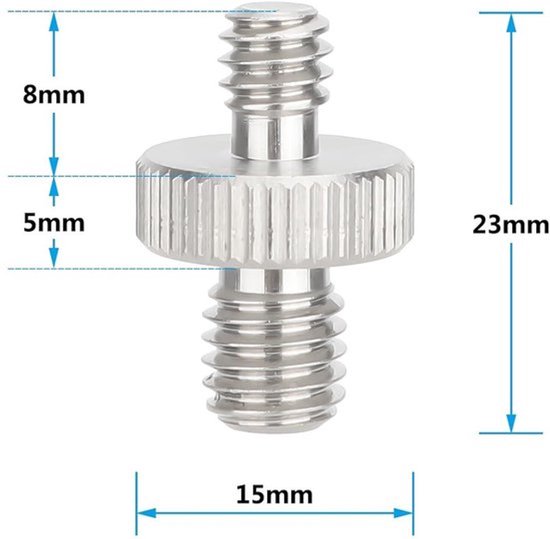 CAMVATE M8 Naar 1/4 Inch Schroefadapter (2 Stuks) – Roestvrij Staal, Met Kartelranden Voor Stevige Grip, Geschikt Voor Camera-accessoires