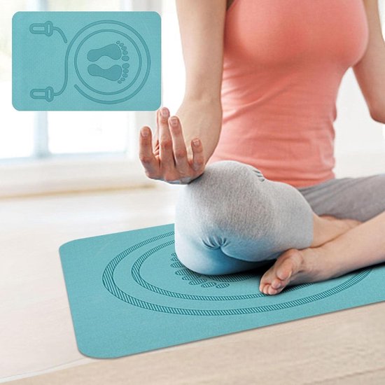 Yogamat - Sportmat - Fitnessmat - Jump Rope Mat 60x40 cm - 8mm Dikke Anti-Slip TPE Skipping Mat - Schokabsorberende Ondergrond voor Touwtjespringen & Fitness - Blauw van Avento — afbeelding 4