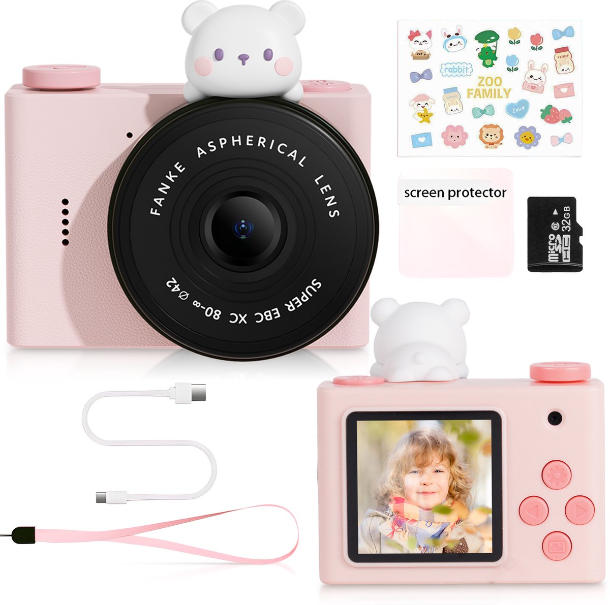 Snapling MINI Kindercamera - Ultra Compact Zakformaat - 1080P HD - Inclusief 32GB SD Kaart - Voor Kleine Handjes - Cadeau 3 t/m 8 jaar