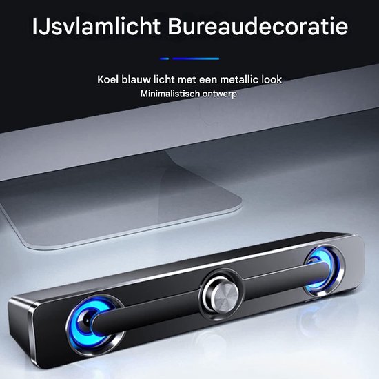 longziming -Ultradunne Soundbar -Bassversterking - 3D Surroundsound Voor Muziek En Gaming - 1 Stuks - Voor Pc/Laptop/Telefoon - Zwart van Longziming — afbeelding 3