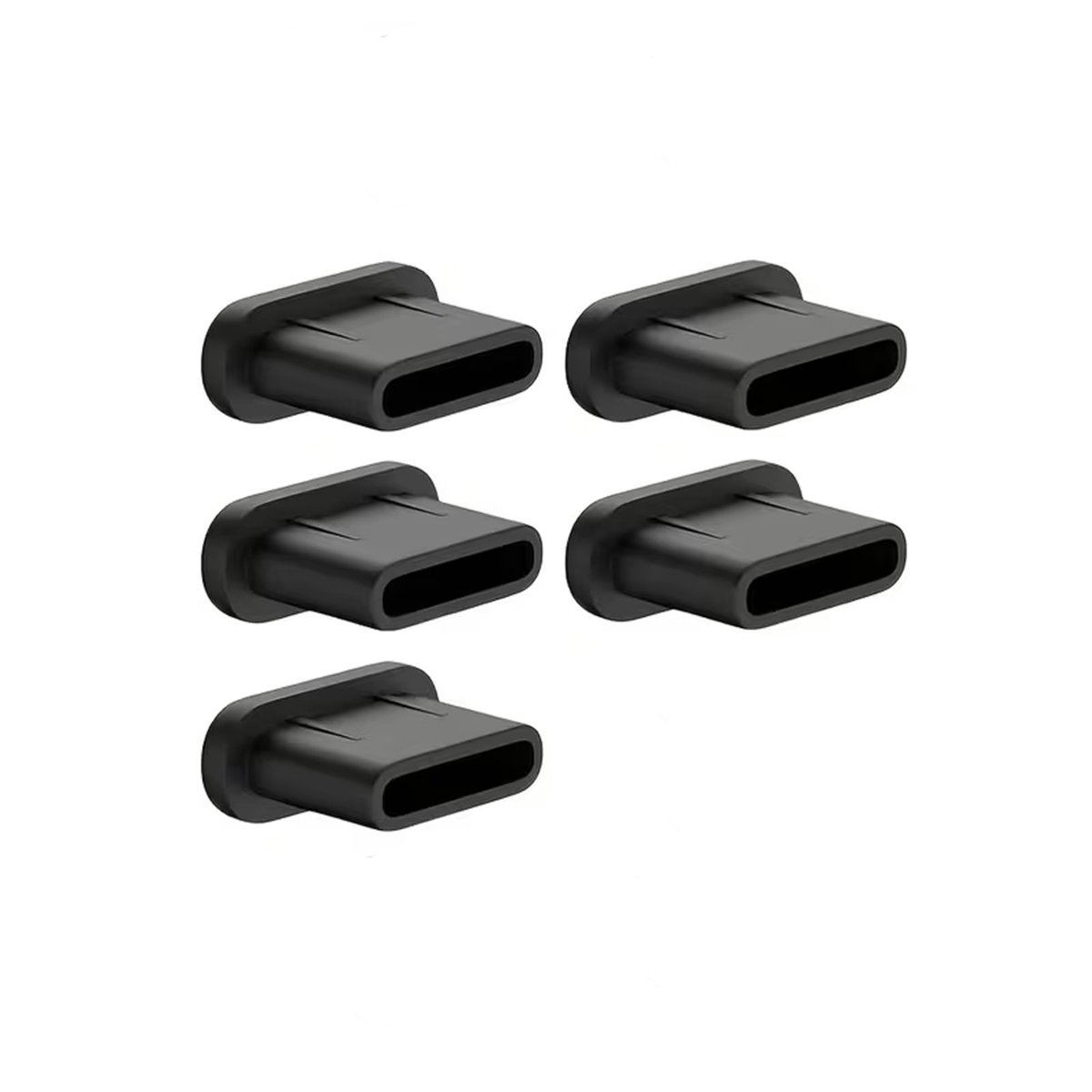 DW4Trading Siliconen Stofpluggen 5 Stuks Voor USB C Aansluitingen, Ideaal Voor Iphones - Zwart