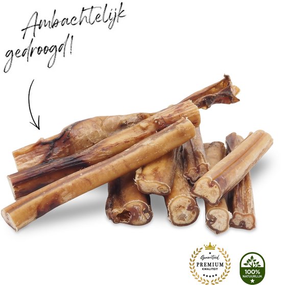 Mollie’s Naturals Bullepees - Beste Kwaliteit - Ambachtelijk Gedroogd - Stinkt Niet - Hondensnacks - Kauwsnacks - Rund - 100% Natuurlijk - 15cm (5 stuks)