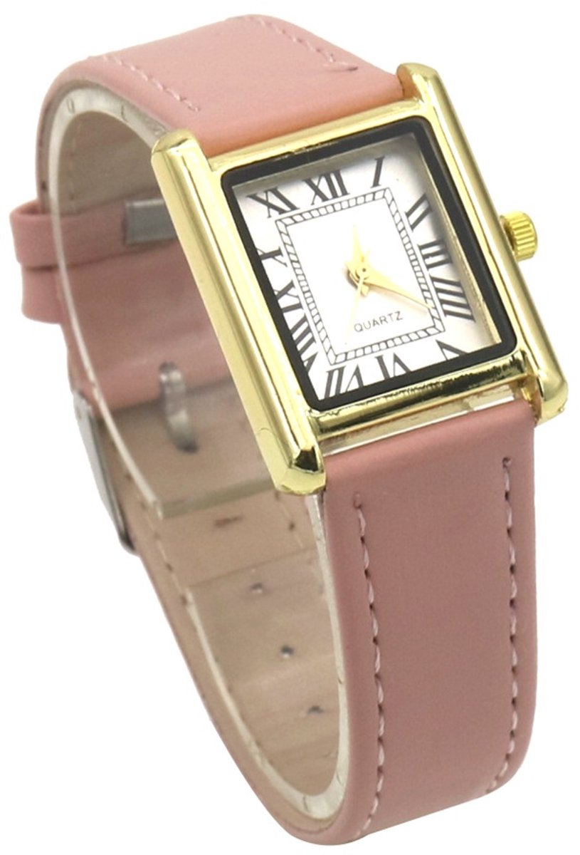 Horloge - quartz - PU band - roze