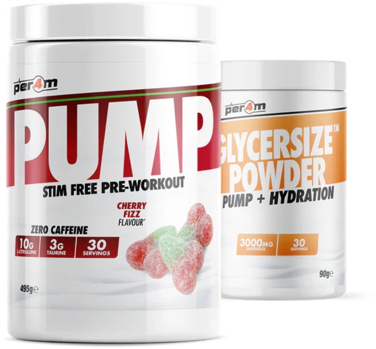 Per4m - PUMP Non Stim - Met Glysersize - 495g - Cherry Fizz - pre-workout - preworkout - sportvoeding - fitness