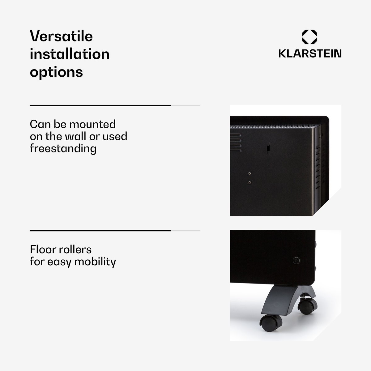 Klarstein elektrische kachel, convectiekachel, vrijstaand of wandmodel, energiebesparende elektrische kachel, app-gestuurd, stille elektrische kachel, vrijstaande elektrische radiator met thermostaat, 2500 W – foto 4