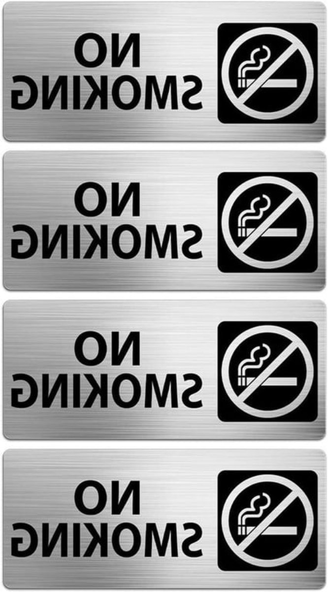 Verboden te roken bord, aluminium, 17,8 × 7,6 cm, rookverbod, waarschuwingsborden, metaal, waterdicht, binnen en buiten, 4 stuks.