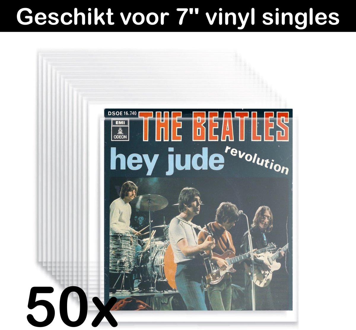 Pinguïn Records Singles Buitenhoezen voor 7 inch Vinyl – 50 stuks – VinylCare Essential ShieldSleeve – Vinyl hoes geschikt voor 7" Vinyl en 45 Toeren Singletjes – Beschermhoezen voor Singletjes – Buitenhoezen – Transparant – Polyethyleen – 100 Micron