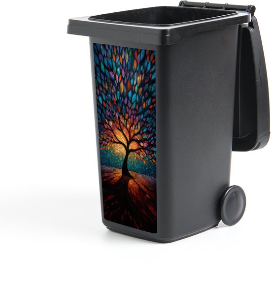 Bacs noirs avec autocollant mosaïque 'Arbre coloré'.