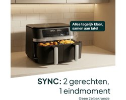 Vivid Green Airfryer 11L - Dubbele Mand - PFAS-vrij - Dual Zone met SYNC – XXL - 2950W