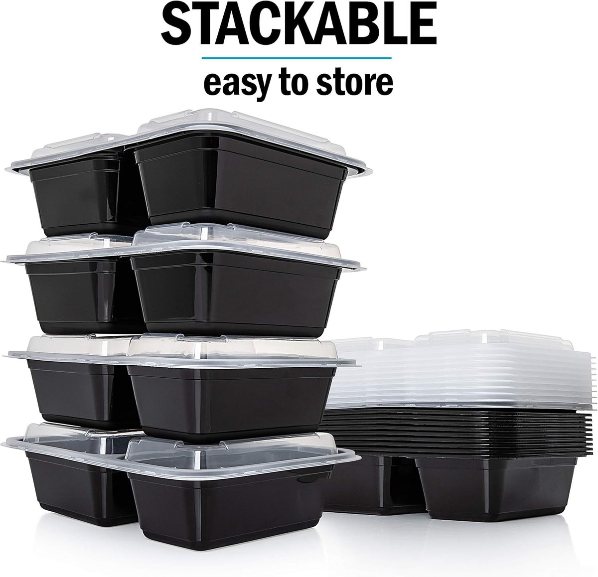 Famanu – Meal prep trays set 10 met 2 compartimenten – herbruikbaar, luchtdicht, BPA-vrij