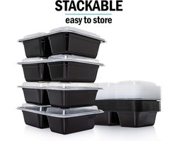 Famanu – Meal prep trays set 10 met 2 compartimenten – herbruikbaar, luchtdicht, BPA-vrij