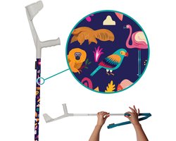 myCover Colorful Animals - 1 stuk - Trendy hoes voor krukken en wandelstokken, past op elke kruk of wandelstok, elastische stof, wasbaar 30°C, verschillende patronen - Excl. Kruk