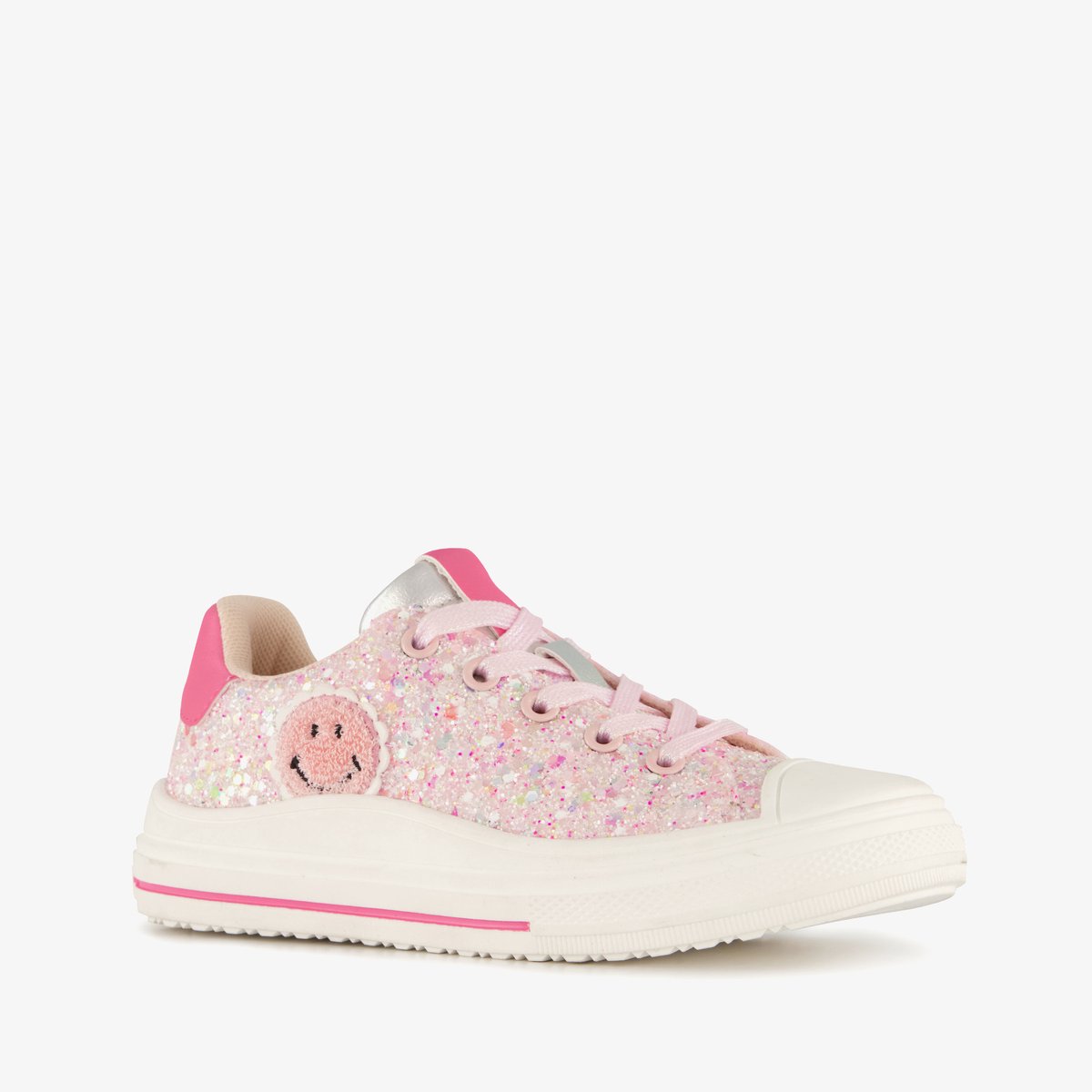 Blue Box hoge meisjes sneakers met glitters roze - Maat 30
