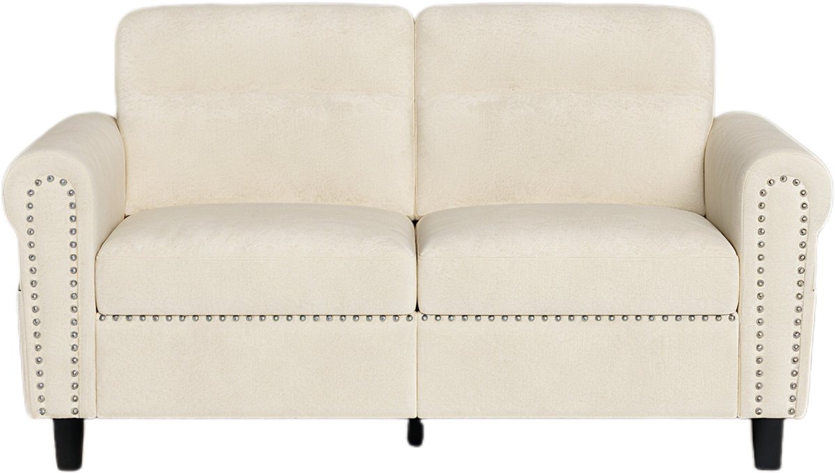 Bealife AR72 Zitsbank - Kleine 2-zitsbank Zijvak - Suède Stoffen Bank - 152 × 76 × 84 cm - Beige