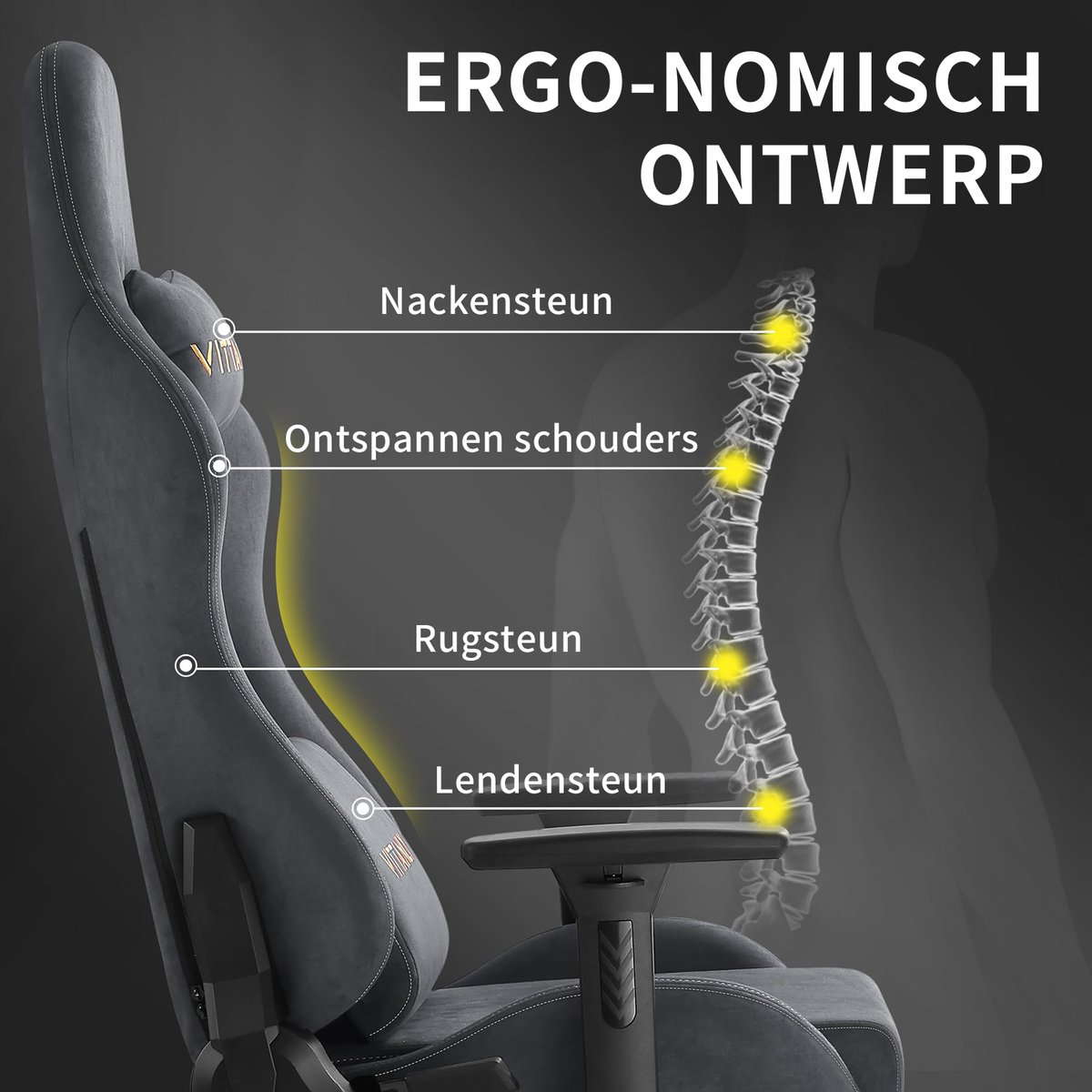 Homaxy Gaming stoel - luxe imitatie suède Gamestoel - afbeelding 2