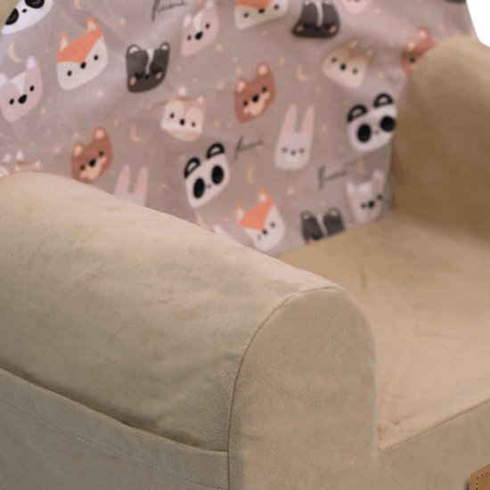Flumi Kinderfauteuil van schuim - Beige met berenprint van Merkloos — afbeelding 3