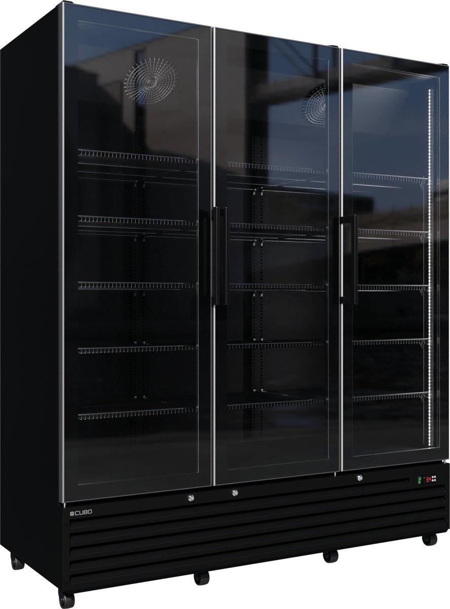 CUBO Barkoelkast glazen deur - 1483 Liter – 3 Glasdeuren – 15 Legplanken – Zwart Interieur – CS-SU1500