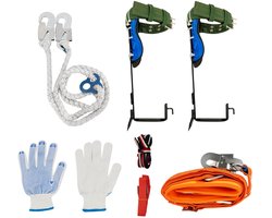 Novendo Goods – Professionele boomklim & spikeset met veiligheidsgordel – Draagbaar klimharnas & klimspikes - Voor boomverzorging, outdoor werk, tuinonderhoud en survival training