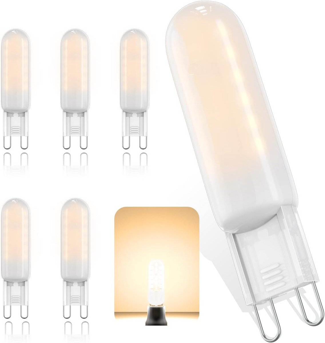 Set van 6 G9 LED Lampen 5W 500LM Warm Wit 3000K Energiezuinig