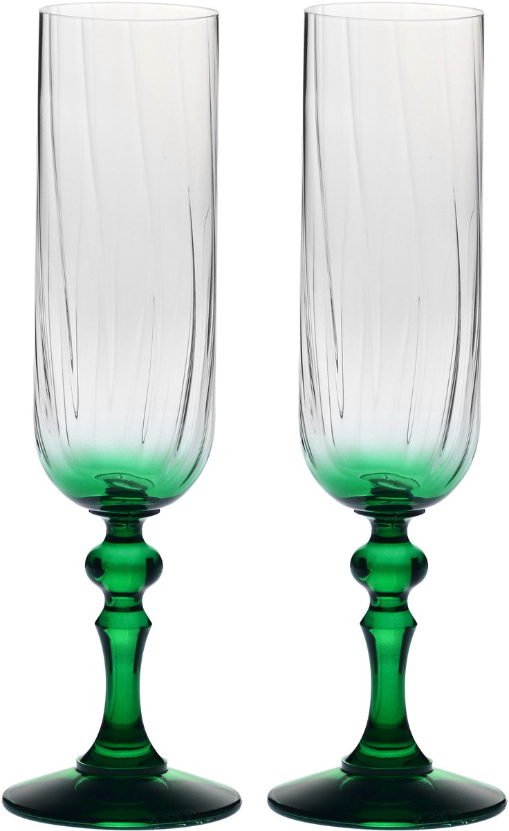Krosno champagneglazen 200 ml met gekleurde steel, set van 2 – voor mocktails, mimosa, prosecco, cava en spritz – loodvrij kristal, vaatwasmachinebestendig – collectie Celebration Moments