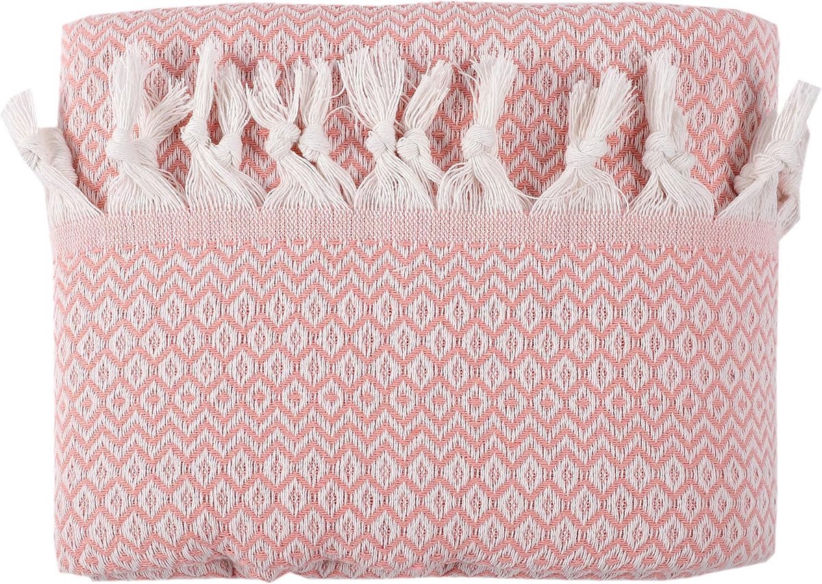 Stunq® Dubbele sprei, lichtroze, katoen, bankdeken, knuffelige tv-deken, bankdeken, fauteuildeken, omkeerbare deken, bedsprei, zomerdeken, picknickdeken, 200 x 230 cm