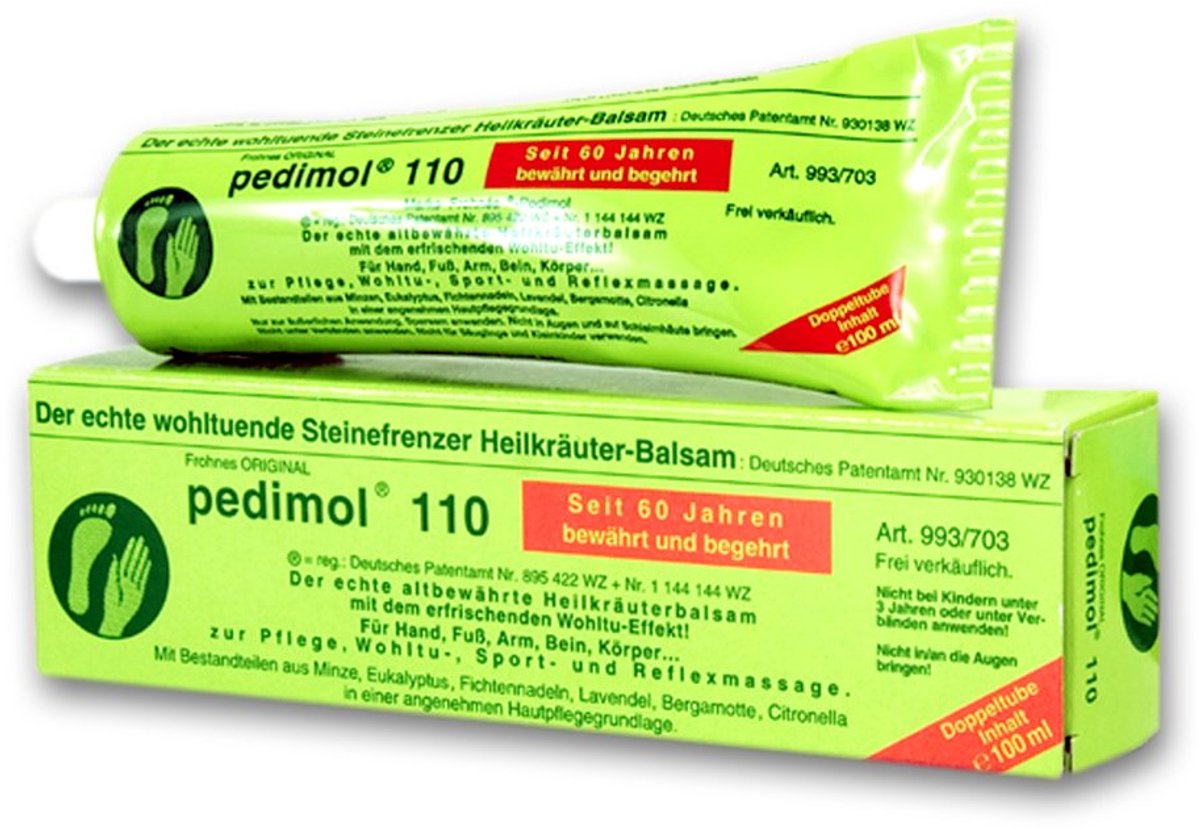 Pedimol 110- kruiden massagebalsem - etherische olien - voor ontspanning en verzorging