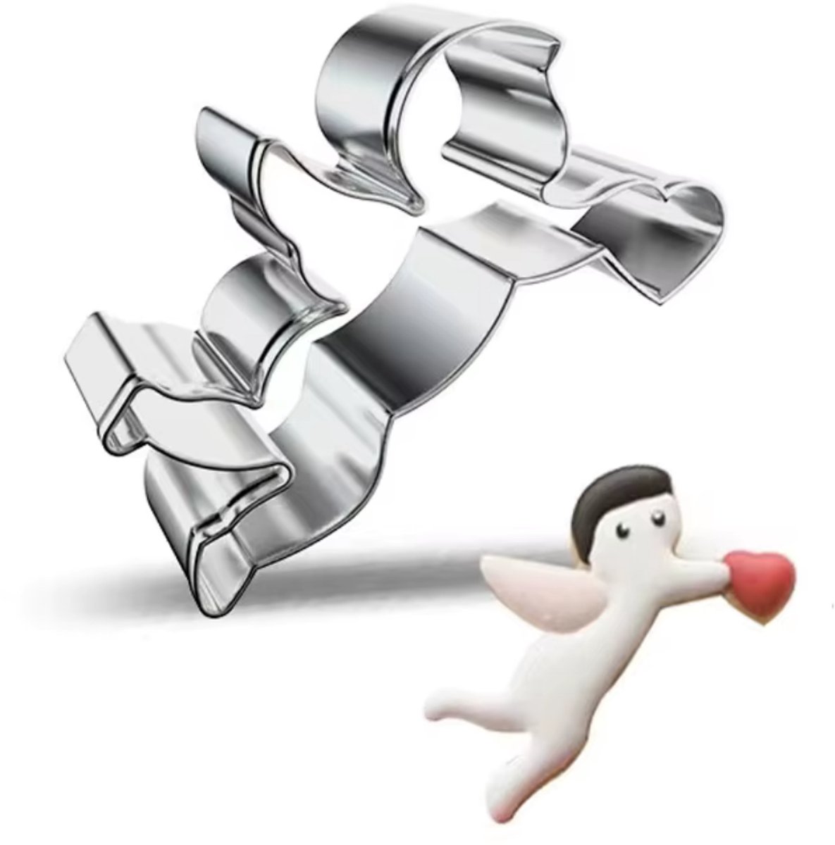 Uitsteekvormpje Cupido - 90x71MM - Metalen Engel Vorm voor uitsteken van deeg - Valentijn/Liefde/Bruilofts koekjes bakken