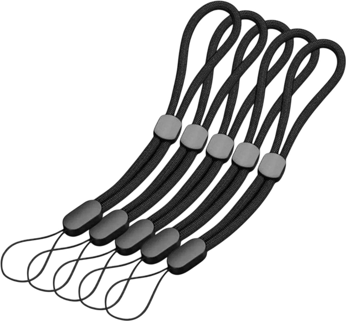 Mj Joys® – Telefoon koord – Polskoord – Camerakoord – 5 stuks – Polskoord – Keycord Telefoonkoord – Universeel Phone cord – Telefoonkoorden – Telefoonketting – Taskoord – Verstelbaar – Zwart